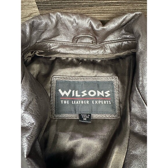 Wilson's Jacket Women's medium Dark Brown 100% Genuine Leather Collared - Picture 7 of 9